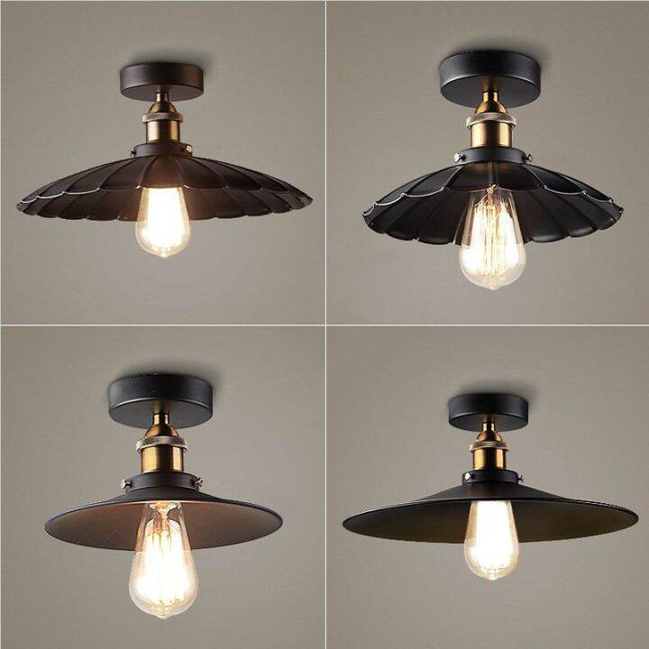 Small Black Umbrella Ceiling Light American Retro Industrial Simple