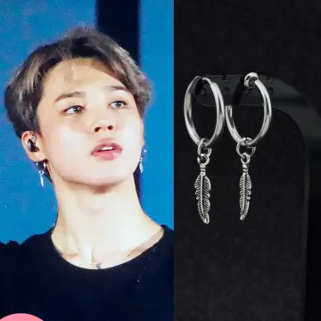 BTS V-Kim Taehyung Red Dangle Drop Hoop Earrings. – shinestarfashion