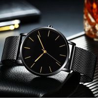 Aishang Watch Industry} นาฬิกาแฟชั่นสำหรับผู้ชายนาฬิกาควอตซ์บางพิเศษสำหรับผู้ชายนาฬิกาลำลองแบบบางเฉียบเหล็กนาฬิกากีฬากันน้ำสีดำ Relogio Masculino