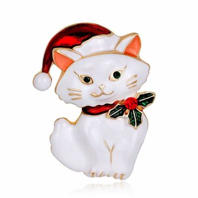 CHETR ของขวัญคริสต์มาสเด็กสาวย้อนยุคชุดลูกแมวหมุดเข็มกลัดเครื่องประดับช่อดอกไม้เครื่องประดับแฟชั่น