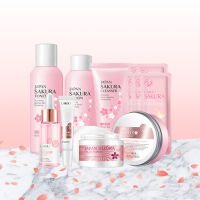 Sakura Skin Care Set Facial Cleanser Moisturize Sleeping Face Cream Dark Circles Eye Cream Mud Korean Cosmetics Kit