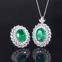 【lz】┋  Conjunto de Jóias Turmalina Paraíba Para Mulheres S925 Colar De Pingente De Prata Esterlina Anel De Noivado Elegante Presente De Luxo Frete Grátis