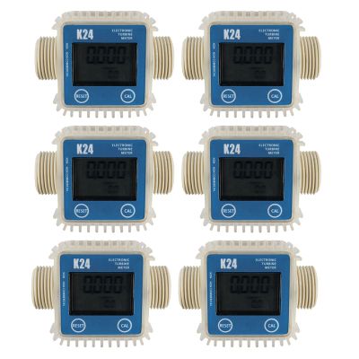 6 Pcs K24 LCD Turbine Digital Fuel Flow Meter Widely Used for Chemicals Water