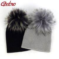 【YD】 Geebro Fashion child baby Color Ribbed hats With Faux New Boys Kids Soft skully