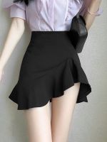 ♣✖ Black high waist sexy skirt women 2023 autumn Korean version new solid color mermaid skirt tight ruffled skirt