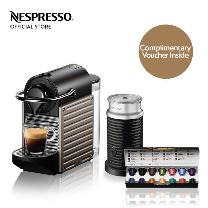 Nespresso® Pixie Coffee Maker Black & Aeroccino 3 Milk Frother Bundle