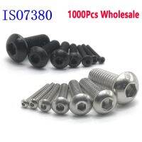 1000Pcs M3x6 ISO7380 Stainless Steel 304 or Black 10.9 grade Round Head Screws Mushroom Hexagon Socket Button Head Screw Bolt