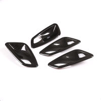 4Pcs ABS Chromecarbon fiber texture inner Door handle bowl decoration cover Car Accessories For BMW E90 3 series 2005 -2012