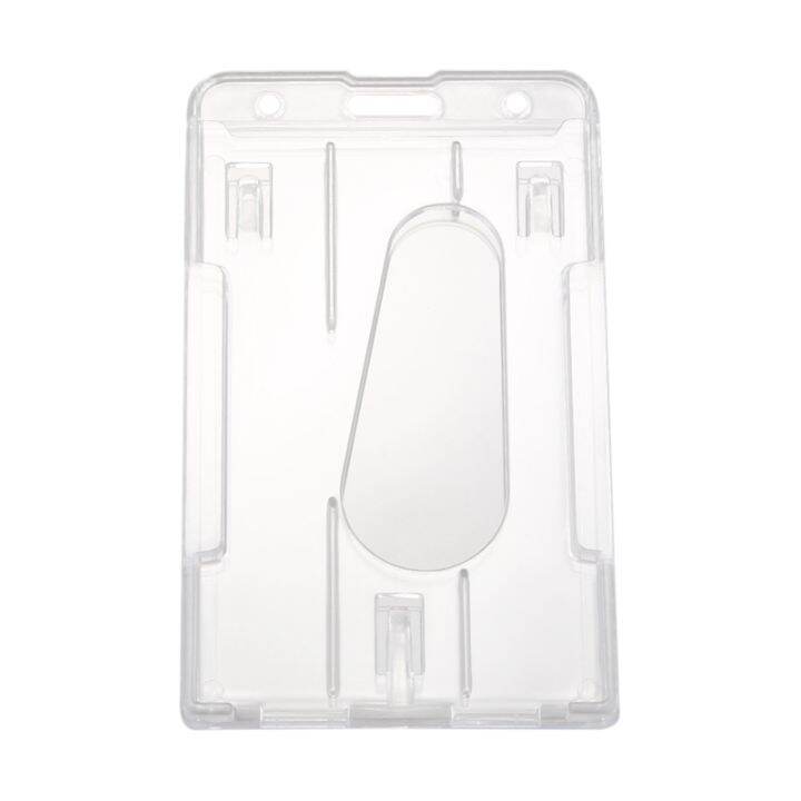 1x Vertical Hard Plastic Badge Holder Double Card ID Multi Transparent