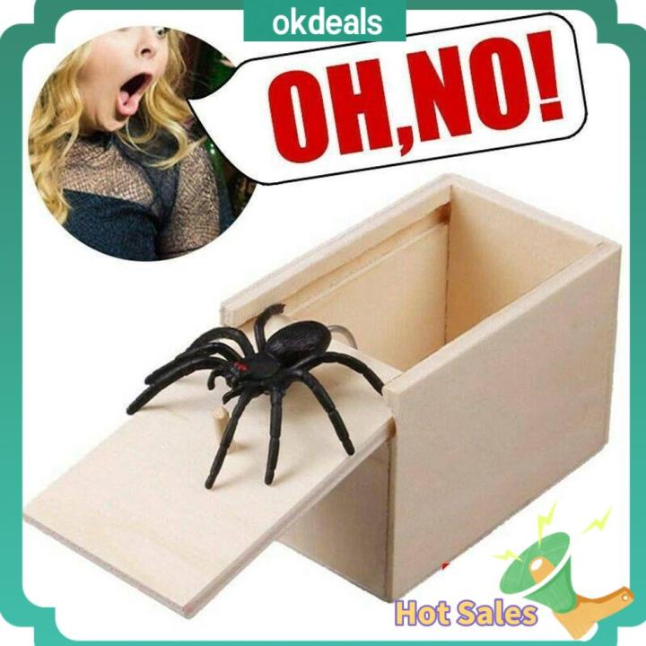 okdeals-กล่องไม้แกล้งคน-ของเล่นแกล้งคนกลัวแมงมุม