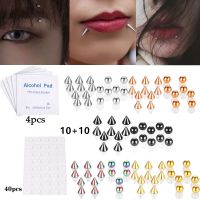 Stainless Steel Fake  Piercing Stickers Set For Fake Eyebrow Piercing Lip Nose Nipple Belly Faux Labret Stud Ball Stickers Bulk Electrical Connectors