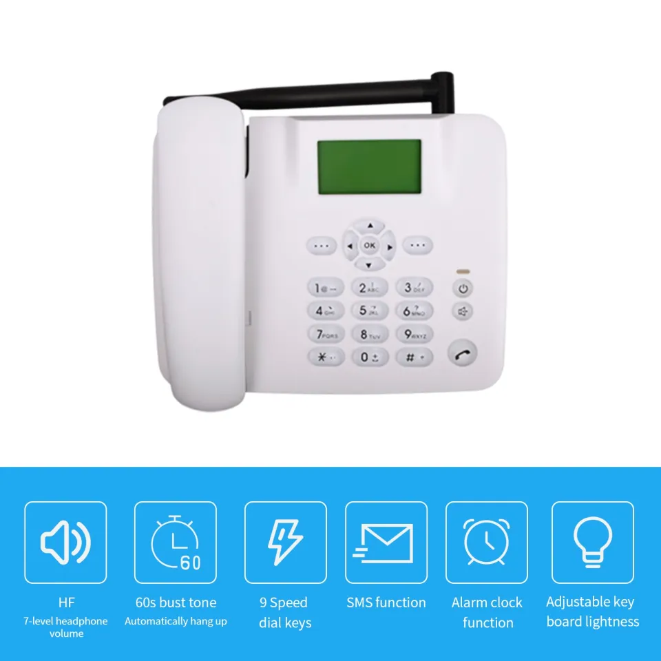 BISOFICE Fixed Wireless Phone Desktop Telephone Support GSM  850/900/1800/1900MHZ Dual 2G SIM Card with Antenna Radio Alarm Clock  Funtion for House