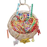 Parrot Basket Toys Parrot Toys Bird Cage Accessories With Metal Hook Design Colorful Pentagram Chewing Parrot Toys Seagrass Basket Bird Toy For Rope Bungee Bird Toy efficient