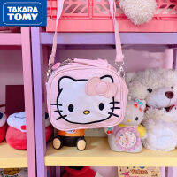 TAKARA TOMY Student Childhood Cute Waterproof Pu Two-sided Hello Handbag Large-capacity Zipper Diagonal Small Square Bag