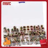 MSRC 150 Pcs เหล็กคาร์บอนสตีล หมุดย้ำถั่ว M3 M4 M5 M6 M8 M10 แผ่นสังกะสีชุบ Nutaurus Kit พร้อมตัวพิมพ์ลาย หัวแบน ฝาครอบสลักเกลียว ยานยนต์, เฟอร์นิเจอร์