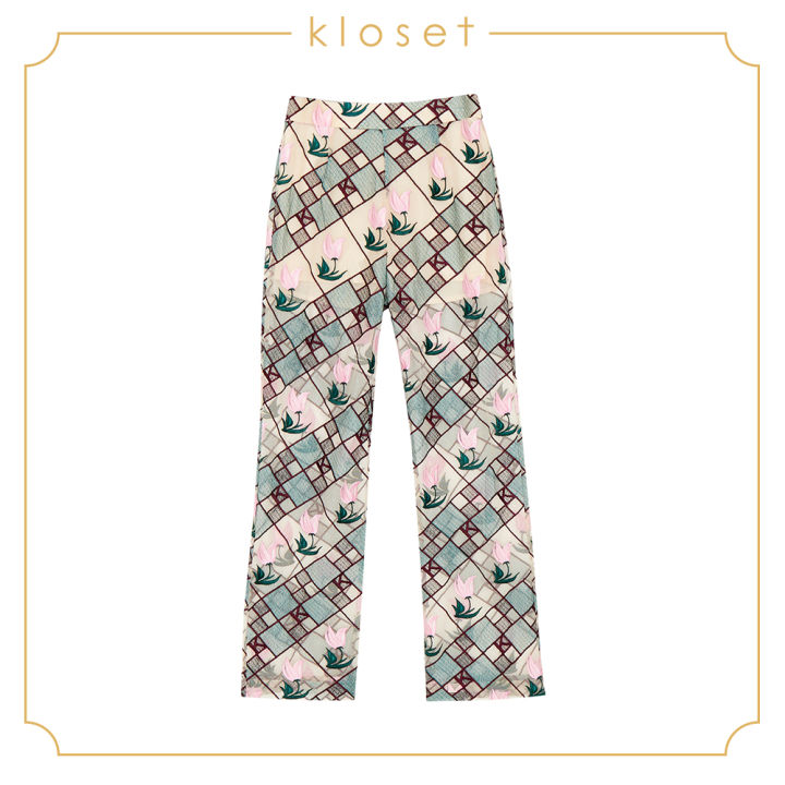 kloset-embroidered-trousers-aw18-p006-เสื้อผ้าแฟชั่น-เสื้อผ้าผู้หญิง-กางเกงแฟชั่น-กางเกงขายาว-กางเกงผ้าปัก
