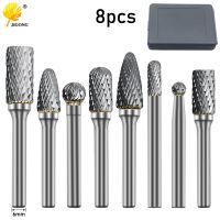 【CW】 8pcs 1 set of 6mm to 12mm carbide burr drill bits for CNC engraving 6MM rotary cutter lime