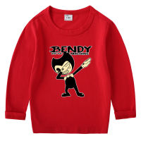 Bendy เสื้อยืดสำหรับเด็กผู้หญิงและผู้ชาย,เสื้อผ้าแฟชั่นแขนยาวใส่ได้กับทุกชุดเสื้อผ้าเด็กสำหรับฤดูใบไม้ผลิฤดูใบไม้ร่วงสไตล์สตรีทแบบใหม่