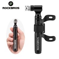 ROCKBROS Mini 130PSI อะลูมินัมอัลลอยปั๊มจักรยานที่เติมลมจักรยานกันการตกแบบพกพาที่ทนทานต่อการฉีกขาดสำหรับ AV FV ปั๊มลมที่เบามาก