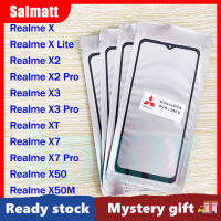 Salmatt กระจกด้านนอกหน้าจอด้านหน้าพร้อมกาวโอก้าสำหรับ Realme X/xlite/ X2/X2 Pro/X3/X3 Pro/XT/X7/X7 Pro/X50/หน้าจอ X50M ตัวเปลี่ยนกระจกด้านนอกสัมผัส LCD