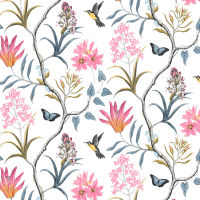 Self Adhesive Floral Bird Wallpaper Modern Pink Flower Wallpaper Living Room Bedroom Kitchen Bathroom Wall Paper Home Decoration-czechao