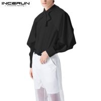 ❇☈ Incerun เสื้อเชิ้ตลําลอง ริบบิ้น สีพื้น