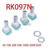 5pcs RK097N 5K 10K 20K 50K 100K 500K B5K with a switch audio 3pin shaft 15mm amplifier sealing potentiometer