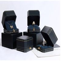 New High-grade Octagonal Jewelery Box Necklace Bracelet Ring Box Jewelry Organizer PU Leather Gold Lace Snap Jewelry Storage Box