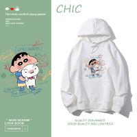 CHIC เสื้อฮู้ดแขนยาวพิมพ์ลายการ์ตูนอนิเมะบาง ๆ สไตล์สบาย ๆ T0206