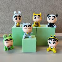 Anime Figure Japanese Car Decoration Crayon Shin-Chan Kawaii Doll Decorate Cute Toys Gift Cos Animal Frog Bee Cute 6Pcs Suit Toy