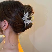 New Elegant Butterfly Metal Hair Clips Large Rhinestone Pearl Shark Clips Women 39;s Ponytail Clips Hot Selling Headwear