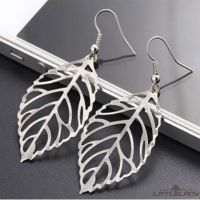 ☛☏❤Bohemian Finished Hammered Oval Leaf Shape Drop Dangle Hook Earrings