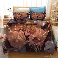 Cartoon Printed Duvet Cover + Pillowcase Kimetsu No Yaiba Bed Linens Bedding Set Anime Demon Slayer 3D Twin Full Queen King Size