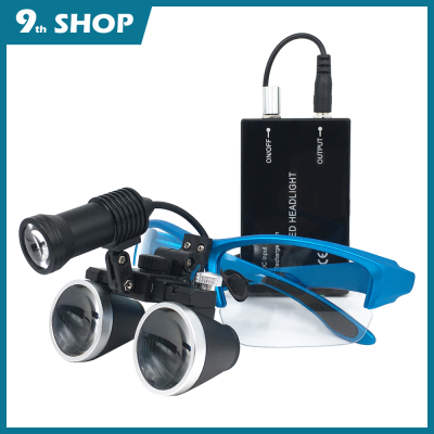 2.5X 3.5X LED Binocular Loupes with 5W LED Headlight  Head Lamp with Rechargeable Battery Anti-fog Protection Eyeglasses 320-420mm Working Distance