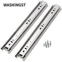 WASHINGST Drawer Slide Rail Stainless Steel 200-600mm Full Exhibition Ball Bearing Three Sections Guide Rail for Kitchen Cabinet