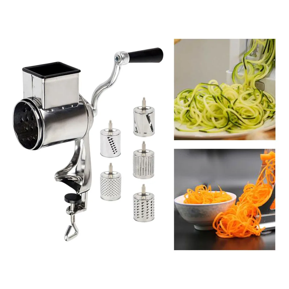  MASTER FENG Kitchen Grater, Cheese Grater 5 High-efficiency Vegetable  Slicer With Interchangeable Round Stainless Steel Blades, Suitable For  Fruits, Vegetables And Nuts (Silver): Home & Kitchen