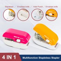 2021 4 in 1 Stapleless Stapler steple Paper Stapling Stapler Bookbinding Free Stapler Office Accessories Staplers Punches