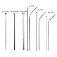 10pcs Stainless Steel Straw Set Multi Color Straight Bend Reusable Washable with Brush Cleaner Kit Specialty Glassware