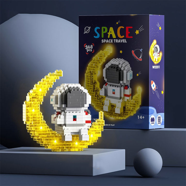 toys-figure-astronaut-building-blocks-model-space-travel-man-moon-light-rose-diy-assembly-kids-children-love-gift-decorations