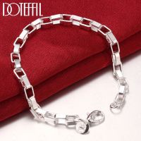 DOTEFFIL 925 Sterling Silver Big Long 5mm Box Chain Bracelet For Women Men Wedding Engagement Party Fashion Jewelry