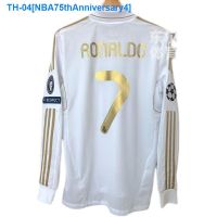 ℗☒ NBA75thAnniversary4 11-12 Real Madrid home gold long-sleeved short-sleeved Phnom Penh Ronaldo No. 7 Kaka adult football uniform retro jersey