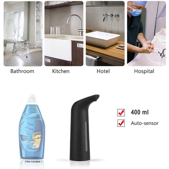 2x-black-automatic-soap-dispenser-touchless-auto-liquid-soap-dispenser-for-kitchen-bathroom-400ml