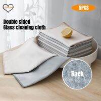 ❡✕◈ 5PCS Microfiber Window Cleaning Cloth Kitchen Bathroom Double-sided Dual-use Towel Lint-free No Trace Absorbent Cloth for Glass