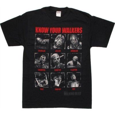 เสื้อยืดพิมพ์ลายแฟชั่นใหม่เสื้อยืด 🔋The Walking Dead แล้วที่จะรู้ว่า Walkers Zombie สีดำใหม่ S-5XL