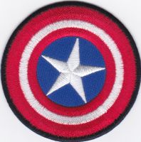 iron on patch Embroidery Captain America Shield Marvel Superhero Action 7cm ซูเปอร์ฮีโร่ กัปตันอเมริกา ตัวรีด เย็บติดผ้าประเทศไทย โลโก้ปัก มีกาวสำหรับรีด ตกแต่งเสื้อผ้า