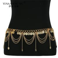 【YF】 Gypsy Metal Dangle Waist Chain Carved Coin Pendant Tassel Harness Belly Chains Accessories Jewelry