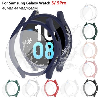 （shine electron）เคสกระจกเทมเปอร์สำหรับนาฬิกา Samsung Galaxy,ขนาด5 40มม. 44มม. เปลือกกันชนป้องกันทุกด้านเคสแบบเนื้อด้านสำหรับ Galaxy Watch5 Pro