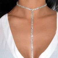 European and American fashion wild crystal diamond flashing choke ring Women 39;s party multi-drain diamond necklace