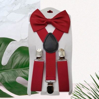 Baby Kids Adjustable Solid Suspender and Bow Tie Set ces Elastic Y-back New