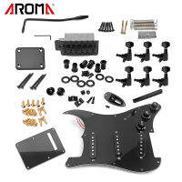 [okoogee]ST Style Electric Guitar Full Set DIY Accessory Kit Including PrewiPickguard Bridge SSS Pickups and Other Accessories Black